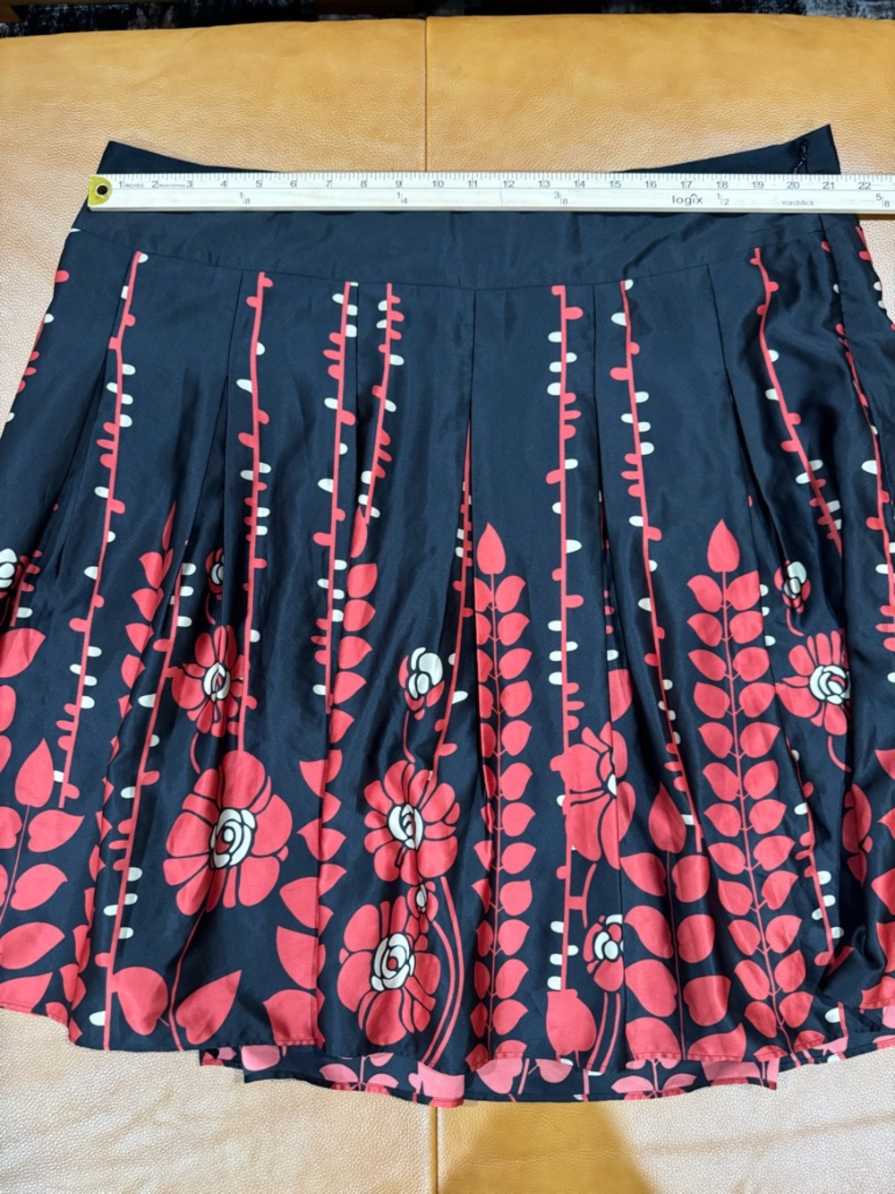 Mossimo Supply Co. Navy Midi Skirt with Pink Floral Stripe Print - Picture 5 of 6